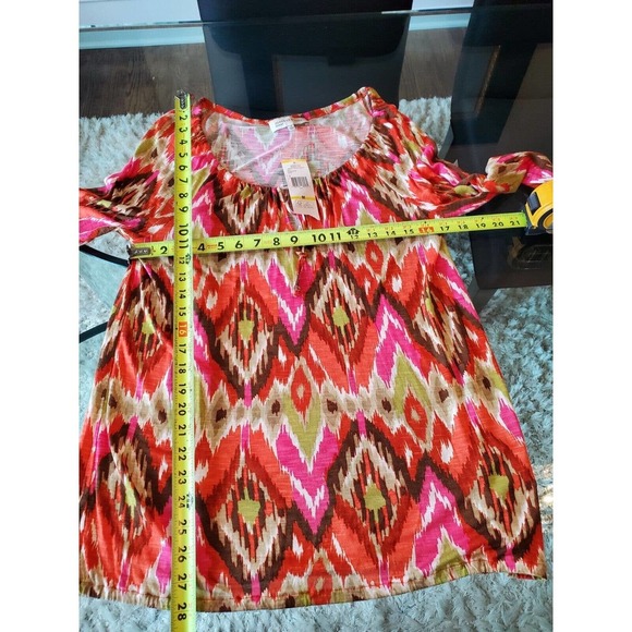 Jones New York Women Multicolor Viscose Scoop Neck Long Sleeve Top Blouse Size M - Picture 13 of 14